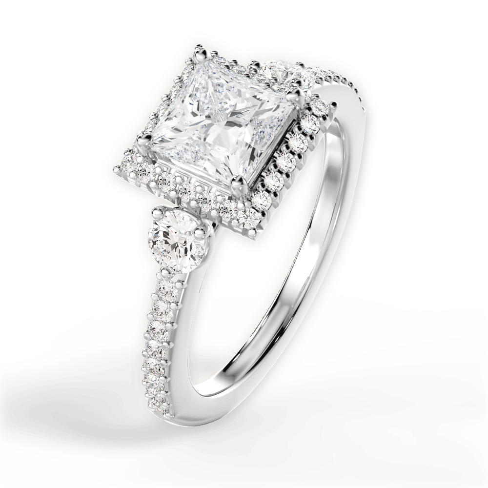 14kt White Gold/18kt White Gold/Platinum/princess/side