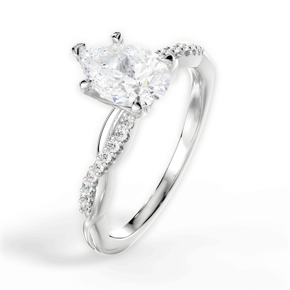 14kt White Gold/18kt White Gold/Platinum/pear/side