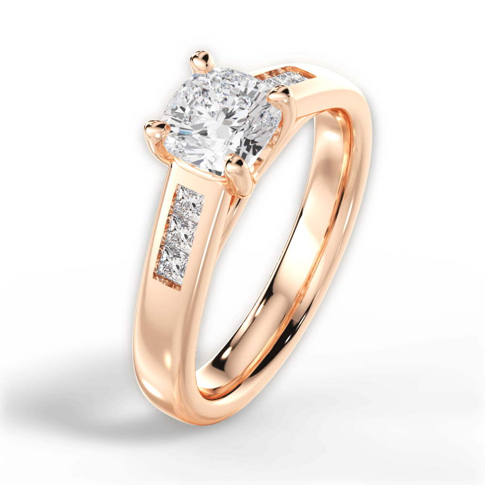 14kt Rose Gold/18kt Rose Gold/cushion/side