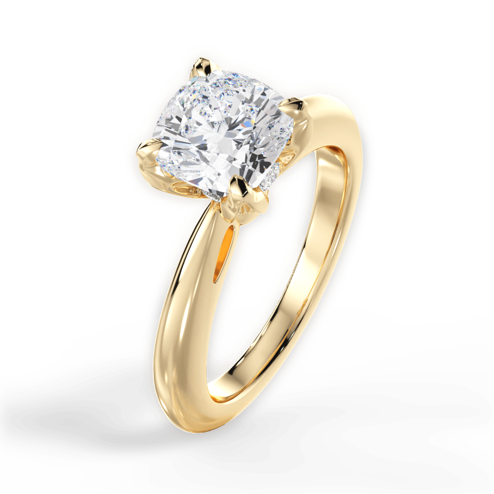 14kt Yellow Gold/18kt Yellow Gold/cushion/side