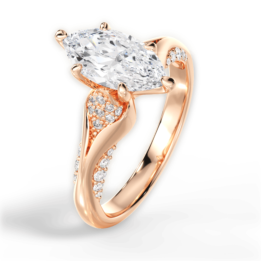 14kt Rose Gold/18kt Rose Gold/marquise/side