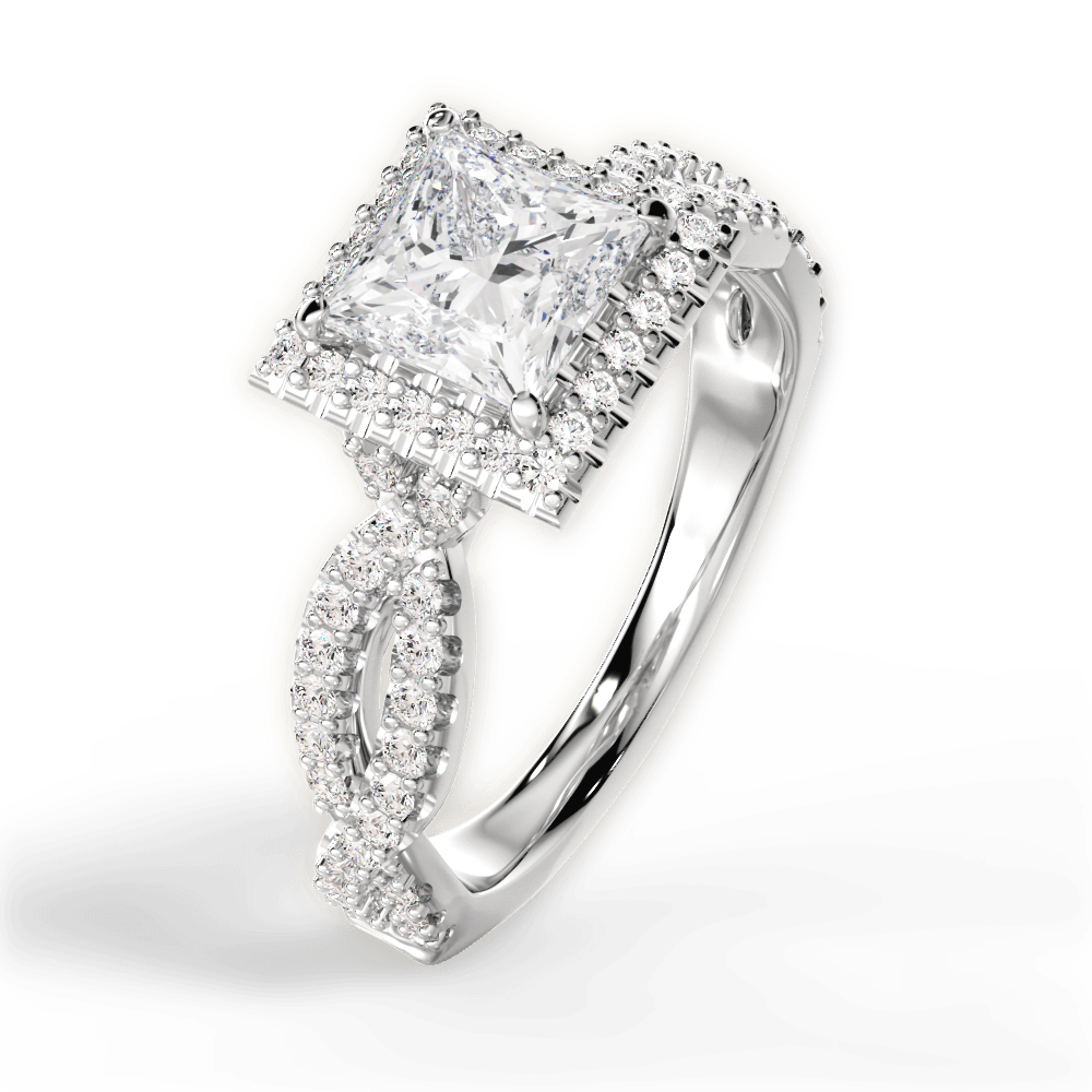 14kt White Gold/18kt White Gold/Platinum/princess/side