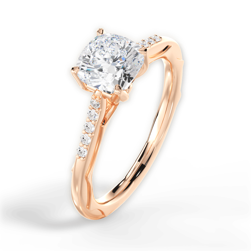 14kt Rose Gold/18kt Rose Gold/cushion/side
