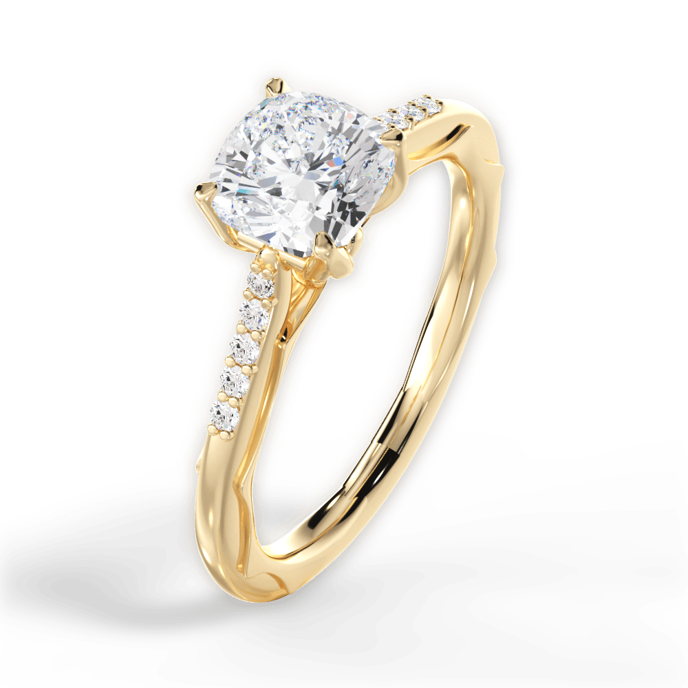 14kt Yellow Gold/18kt Yellow Gold/cushion/side