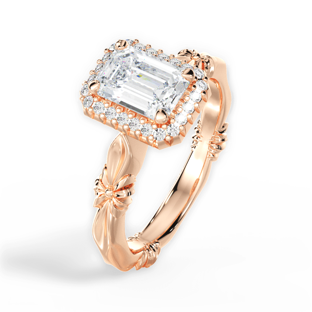 14kt Rose Gold/18kt Rose Gold/emerald/side