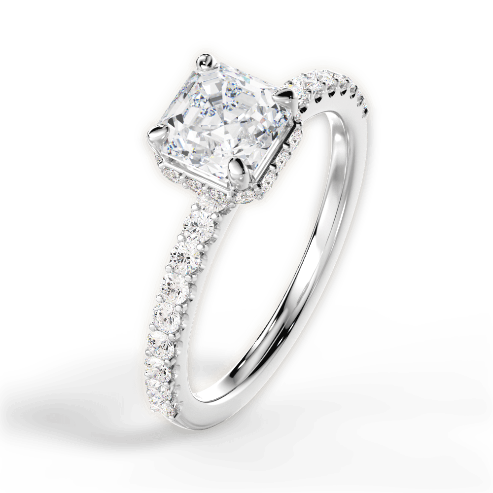 14kt White Gold/18kt White Gold/Platinum/asscher/side