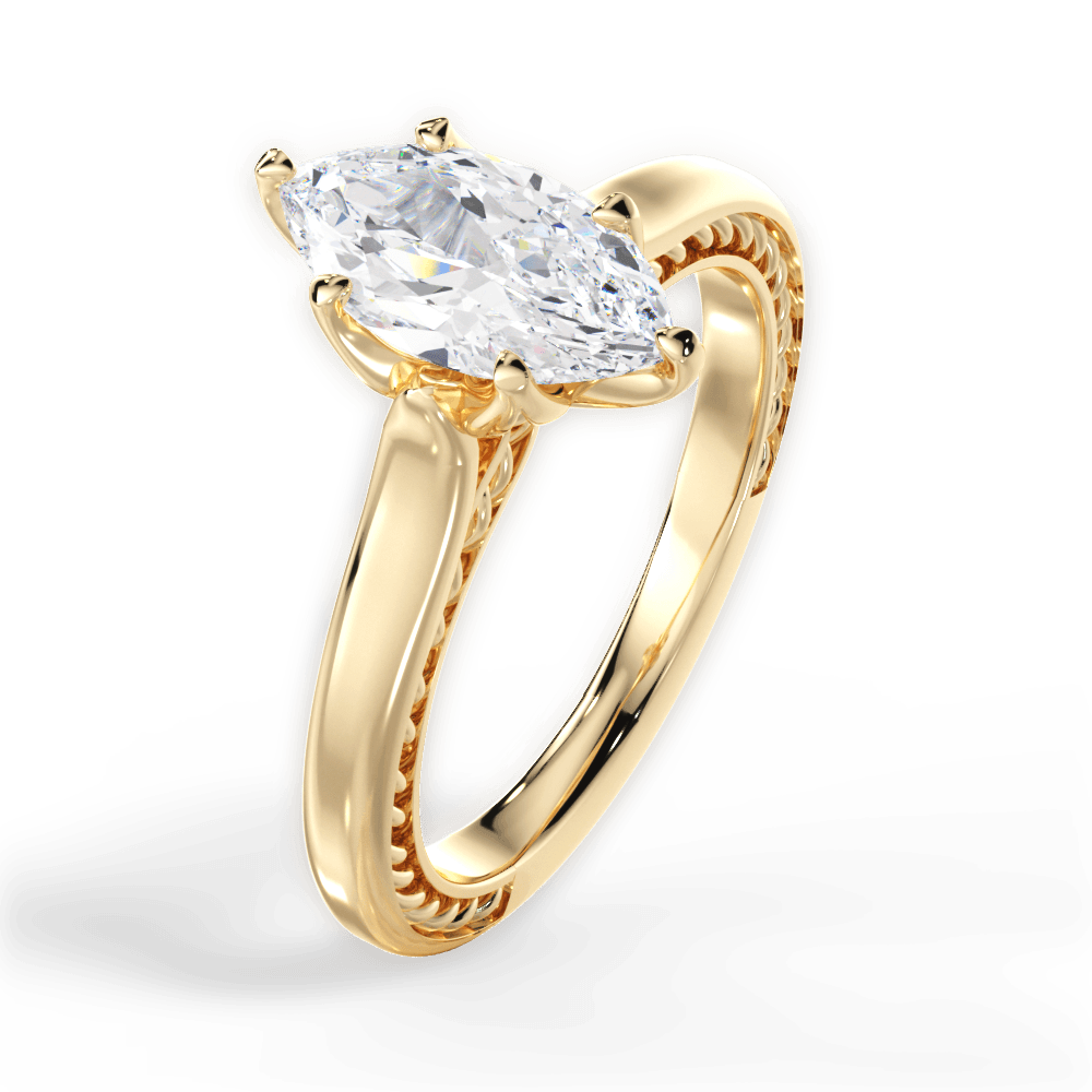 14kt Yellow Gold/18kt Yellow Gold/marquise/side