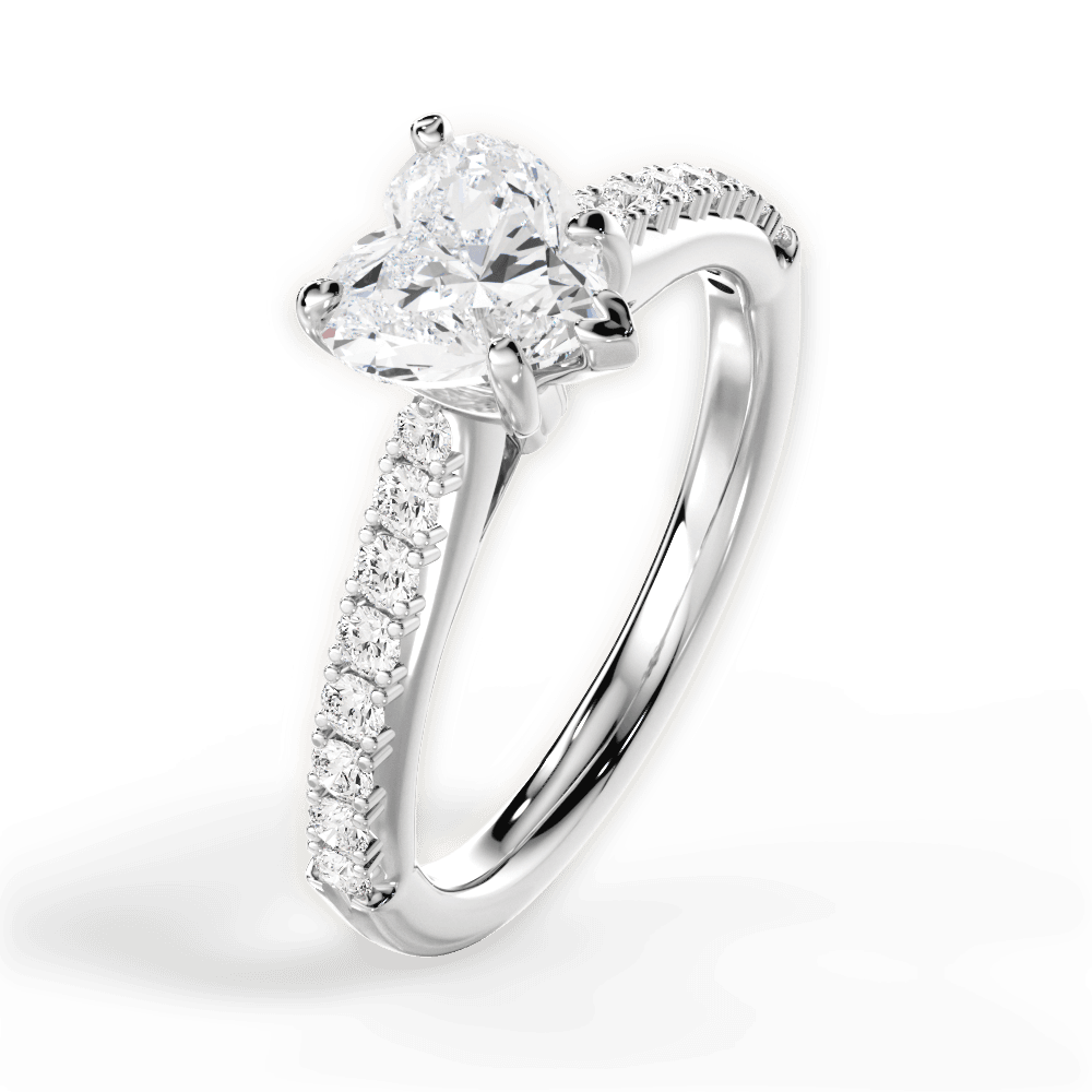 14kt White Gold/18kt White Gold/Platinum/heart/side