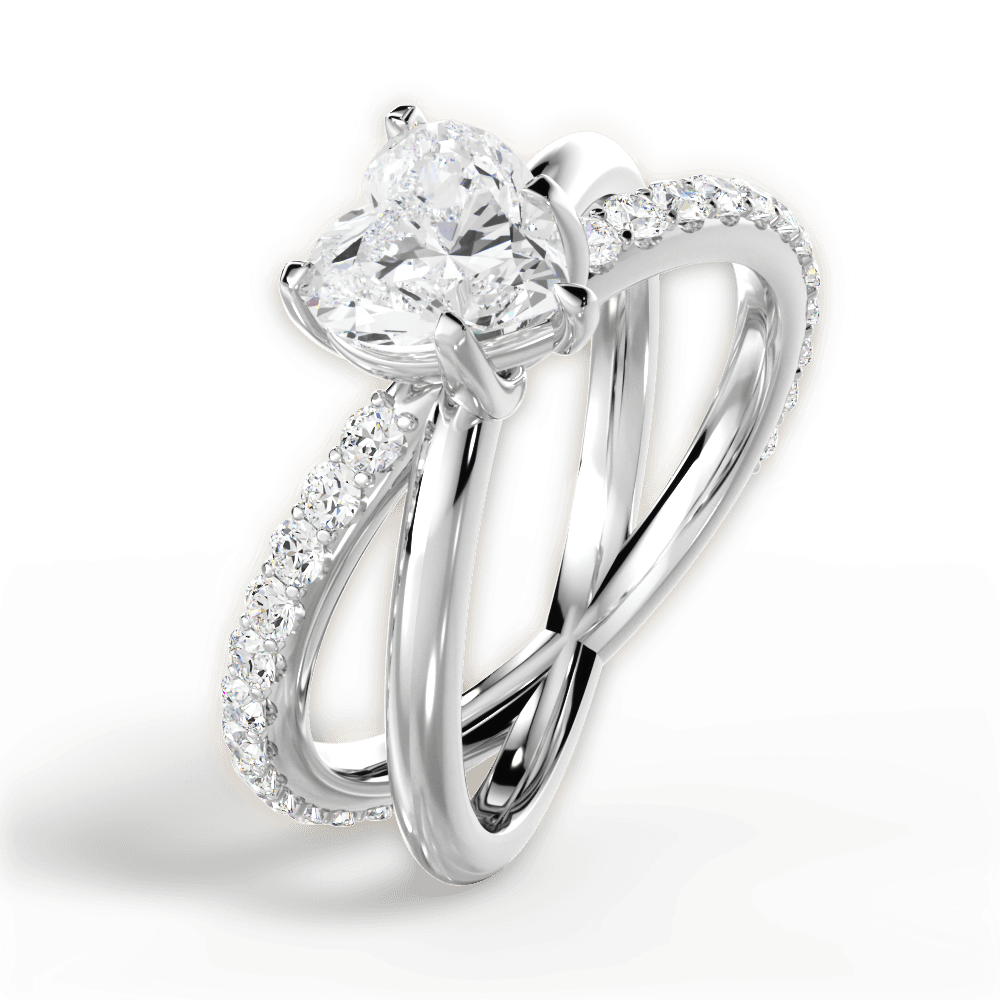 14kt White Gold/18kt White Gold/Platinum/heart/side