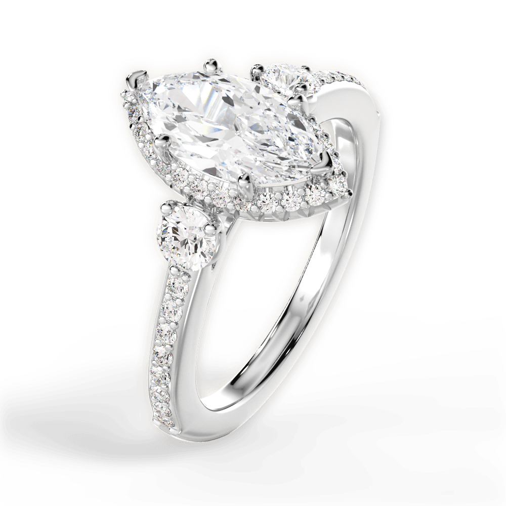 14kt White Gold/18kt White Gold/Platinum/marquise/side