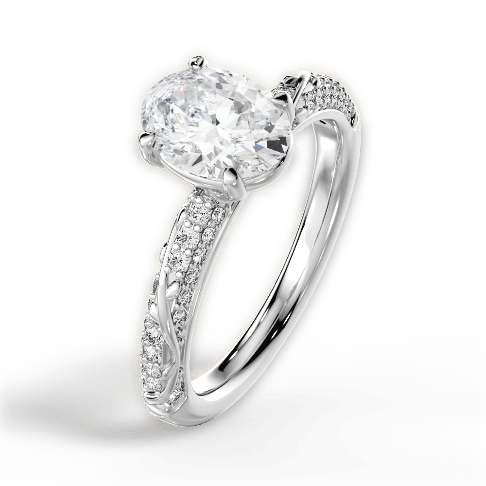 14kt White Gold/18kt White Gold/Platinum/oval/side