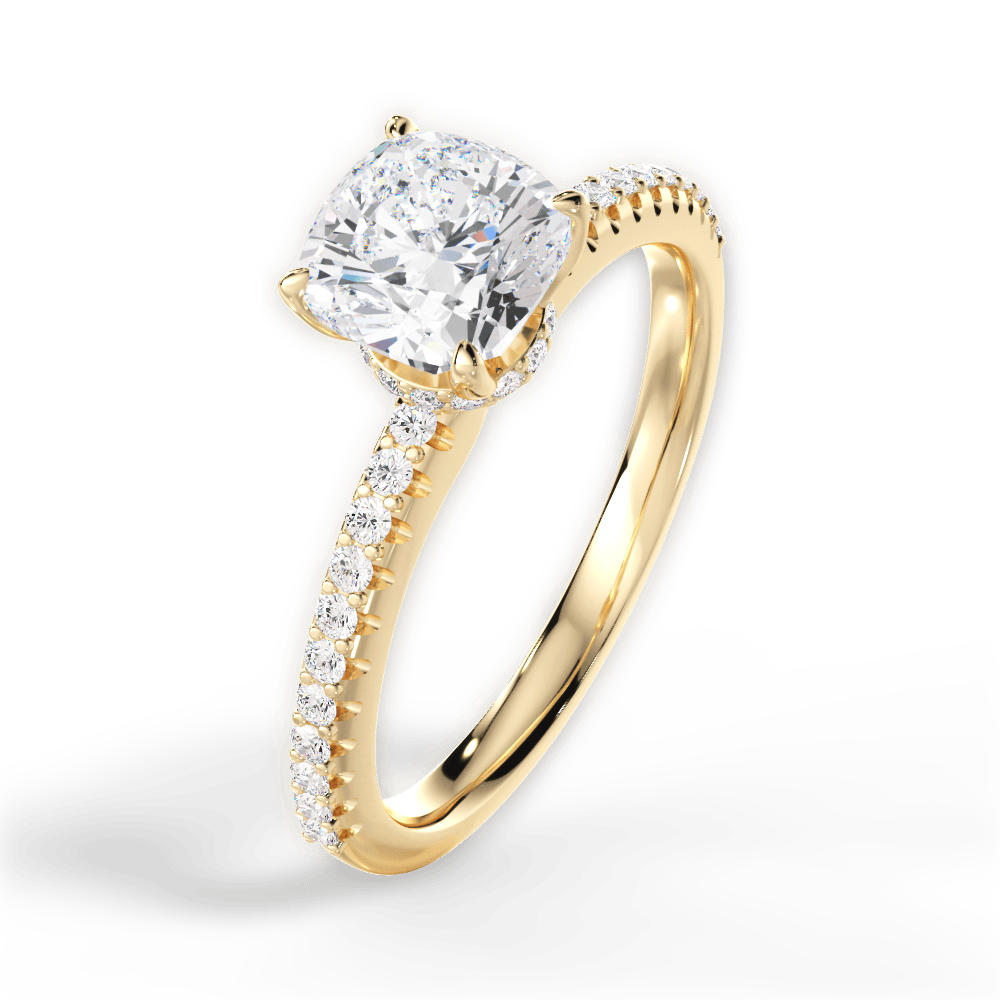 14kt Yellow Gold/18kt Yellow Gold/cushion/side