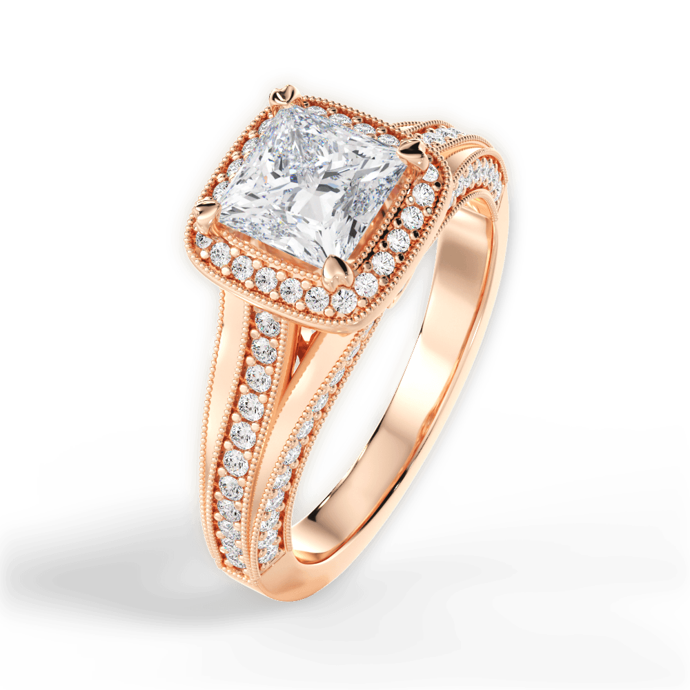 14kt Rose Gold/18kt Rose Gold/princess/side