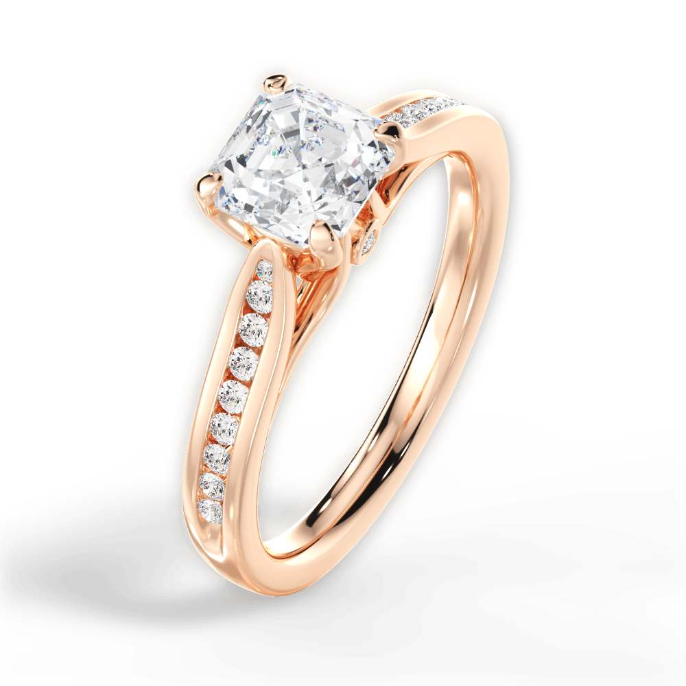 14kt Rose Gold/18kt Rose Gold/asscher/side