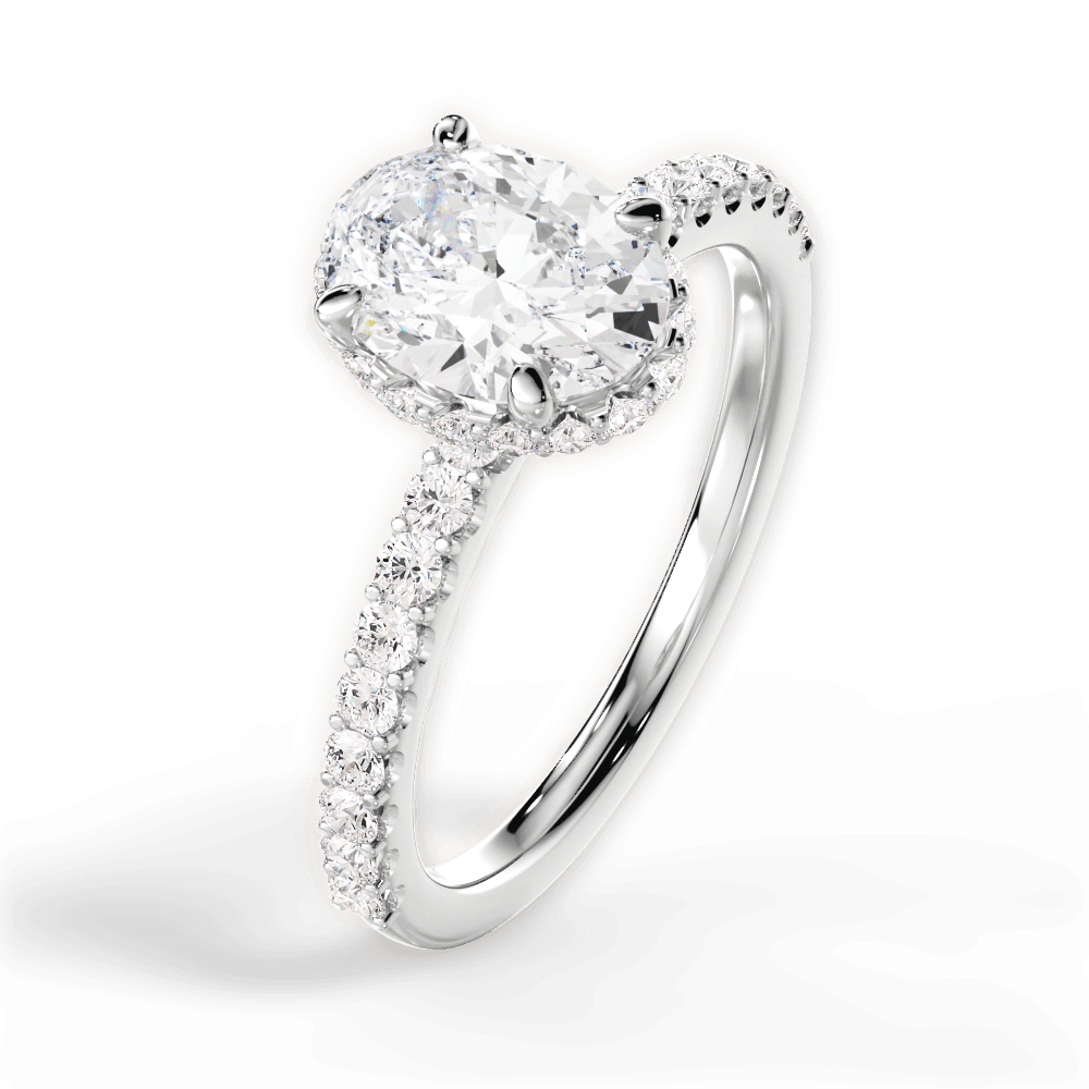 14kt White Gold/18kt White Gold/Platinum/oval/side