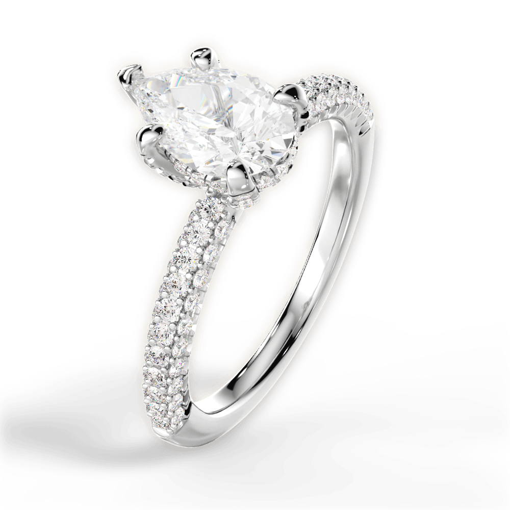 14kt White Gold/18kt White Gold/Platinum/pear/side