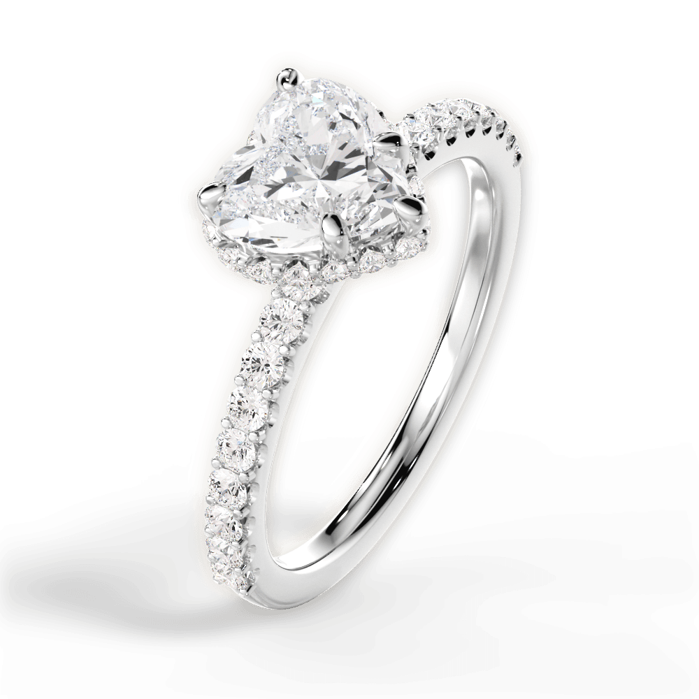 14kt White Gold/18kt White Gold/Platinum/heart/side