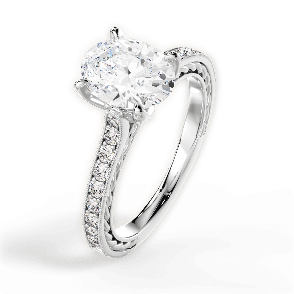 14kt White Gold/18kt White Gold/Platinum/oval/side
