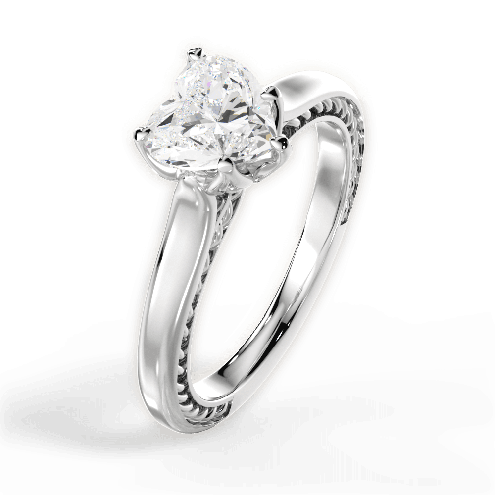 14kt White Gold/18kt White Gold/Platinum/heart/side