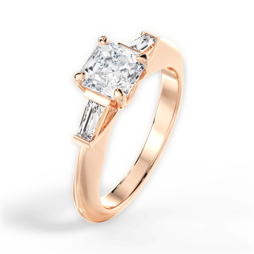 14kt Rose Gold/18kt Rose Gold/asscher/side