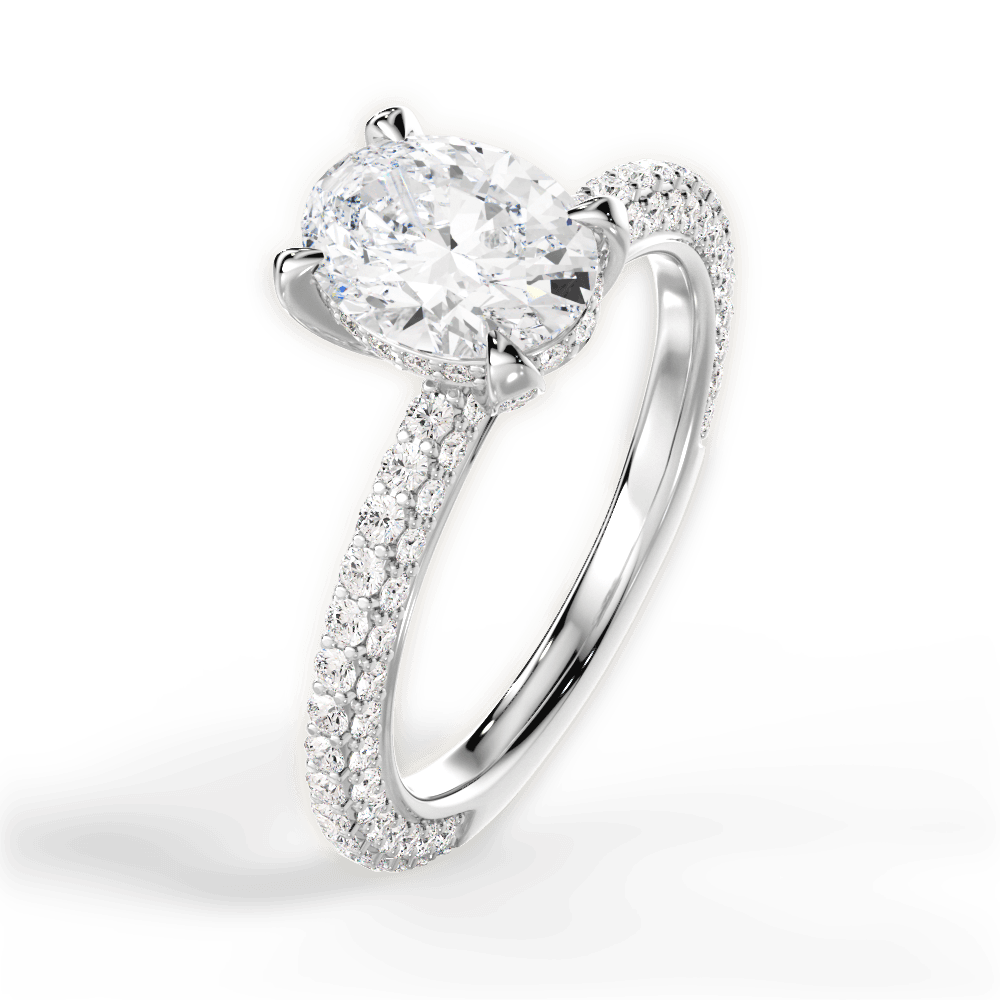 14kt White Gold/18kt White Gold/Platinum/oval/side