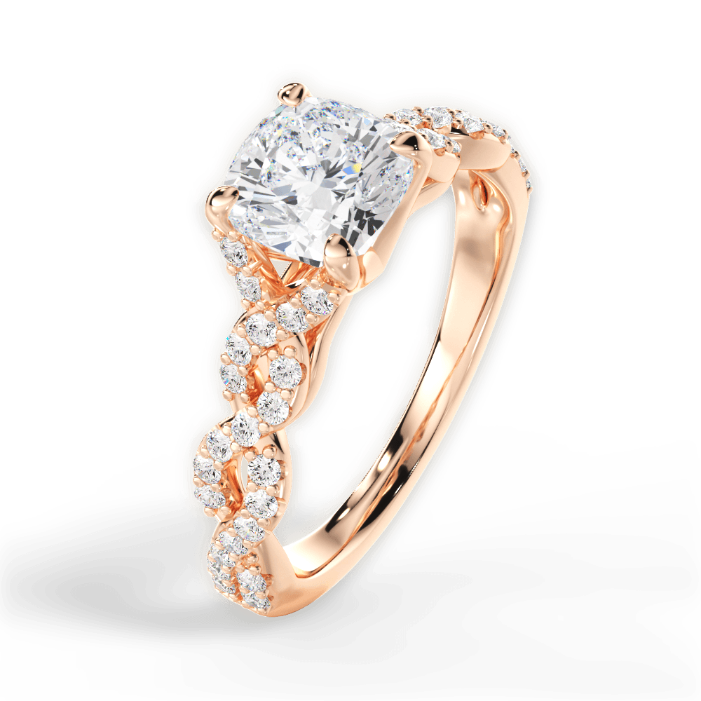 14kt Rose Gold/18kt Rose Gold/cushion/side