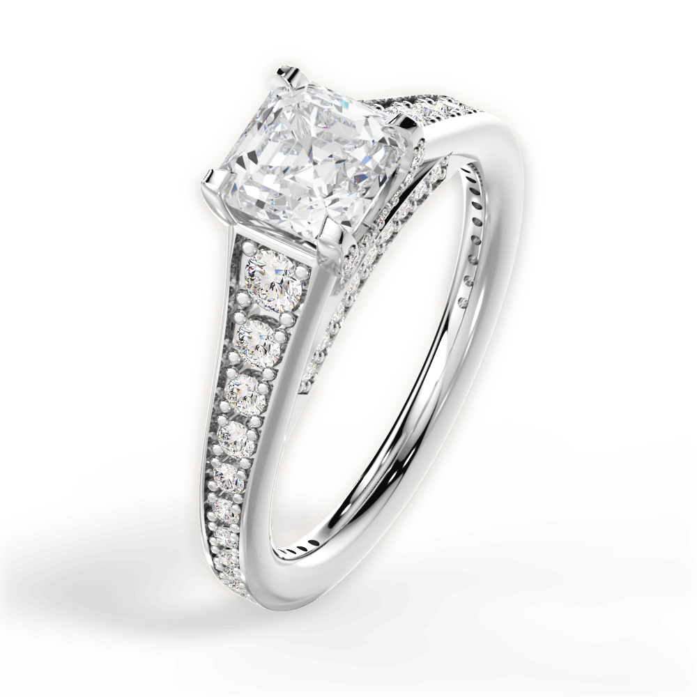 14kt White Gold/18kt White Gold/Platinum/asscher/side