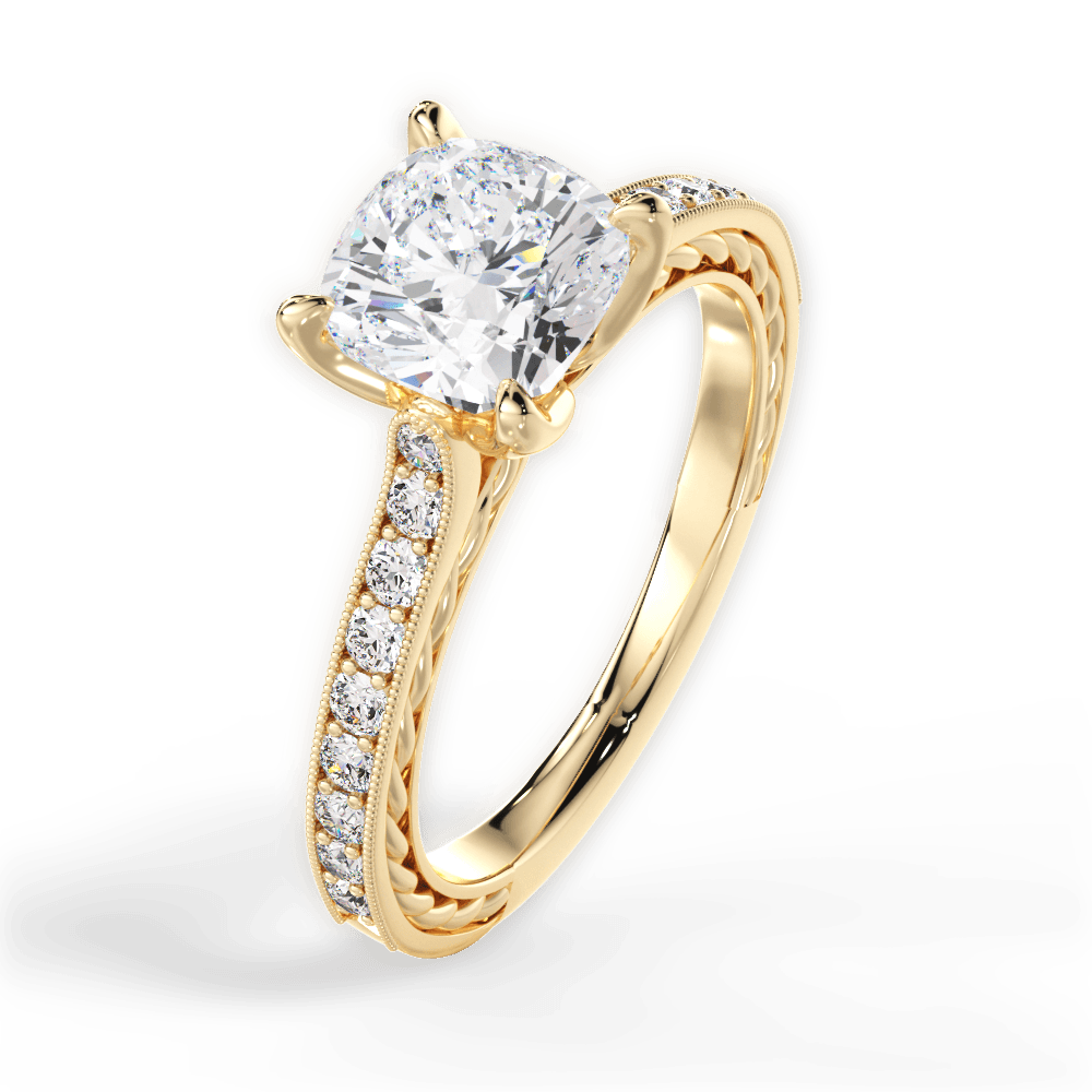 14kt Yellow Gold/18kt Yellow Gold/cushion/side
