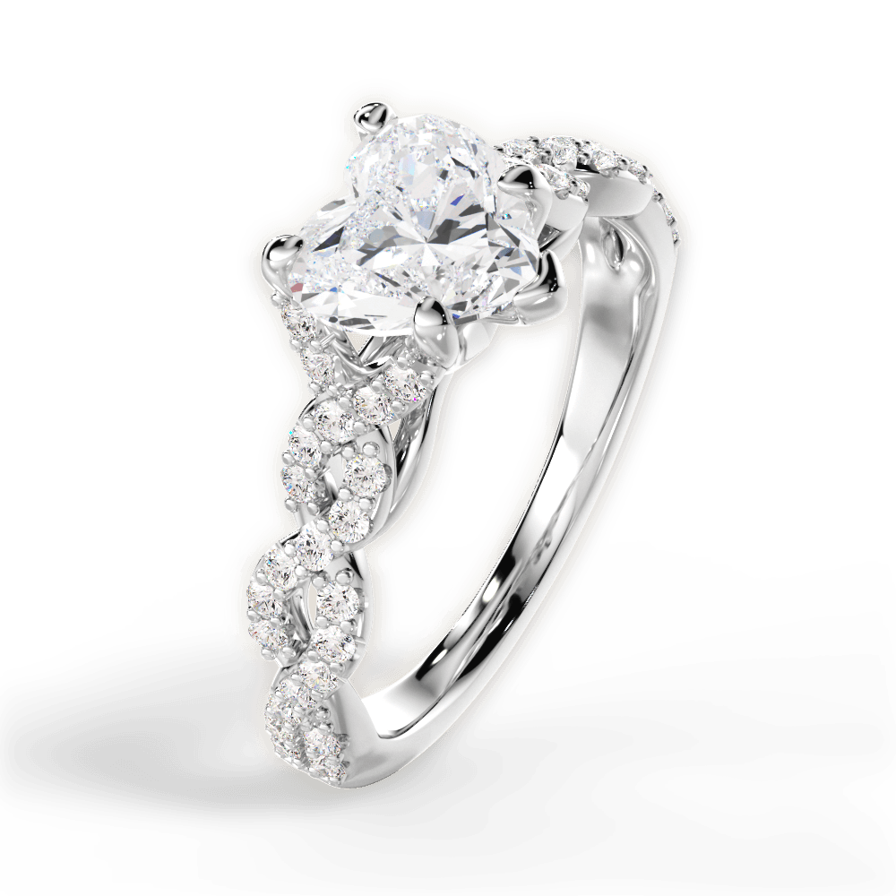 14kt White Gold/18kt White Gold/Platinum/heart/side