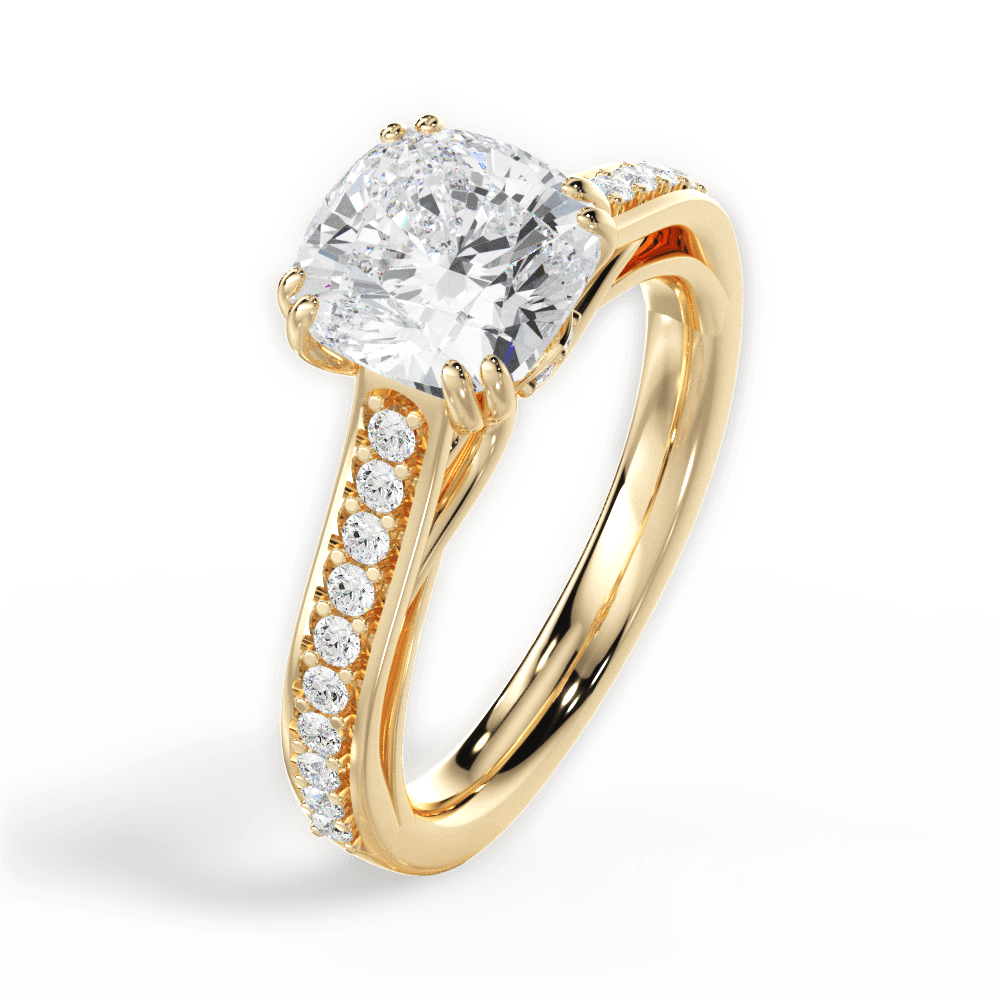 14kt Yellow Gold/18kt Yellow Gold/cushion/side