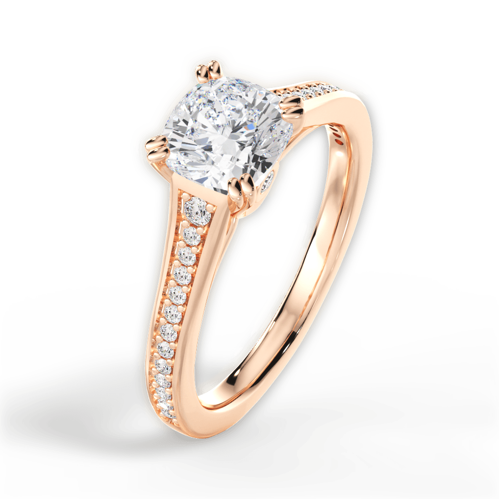 14kt Rose Gold/18kt Rose Gold/cushion/side