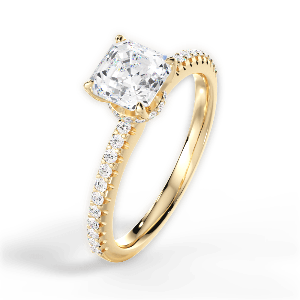 14kt Yellow Gold/18kt Yellow Gold/asscher/side