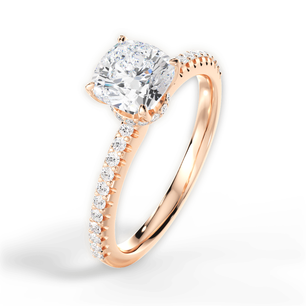 14kt Rose Gold/18kt Rose Gold/cushion/side