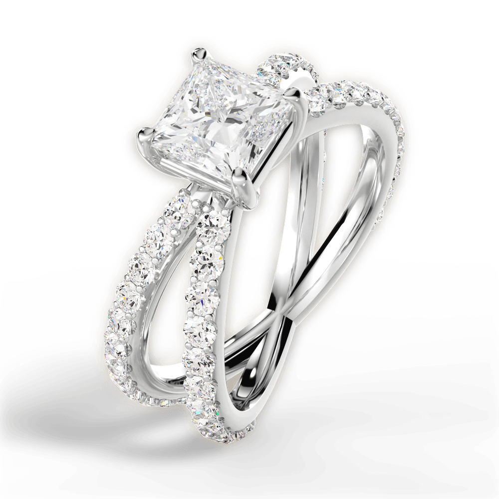 14kt White Gold/18kt White Gold/Platinum/princess/side