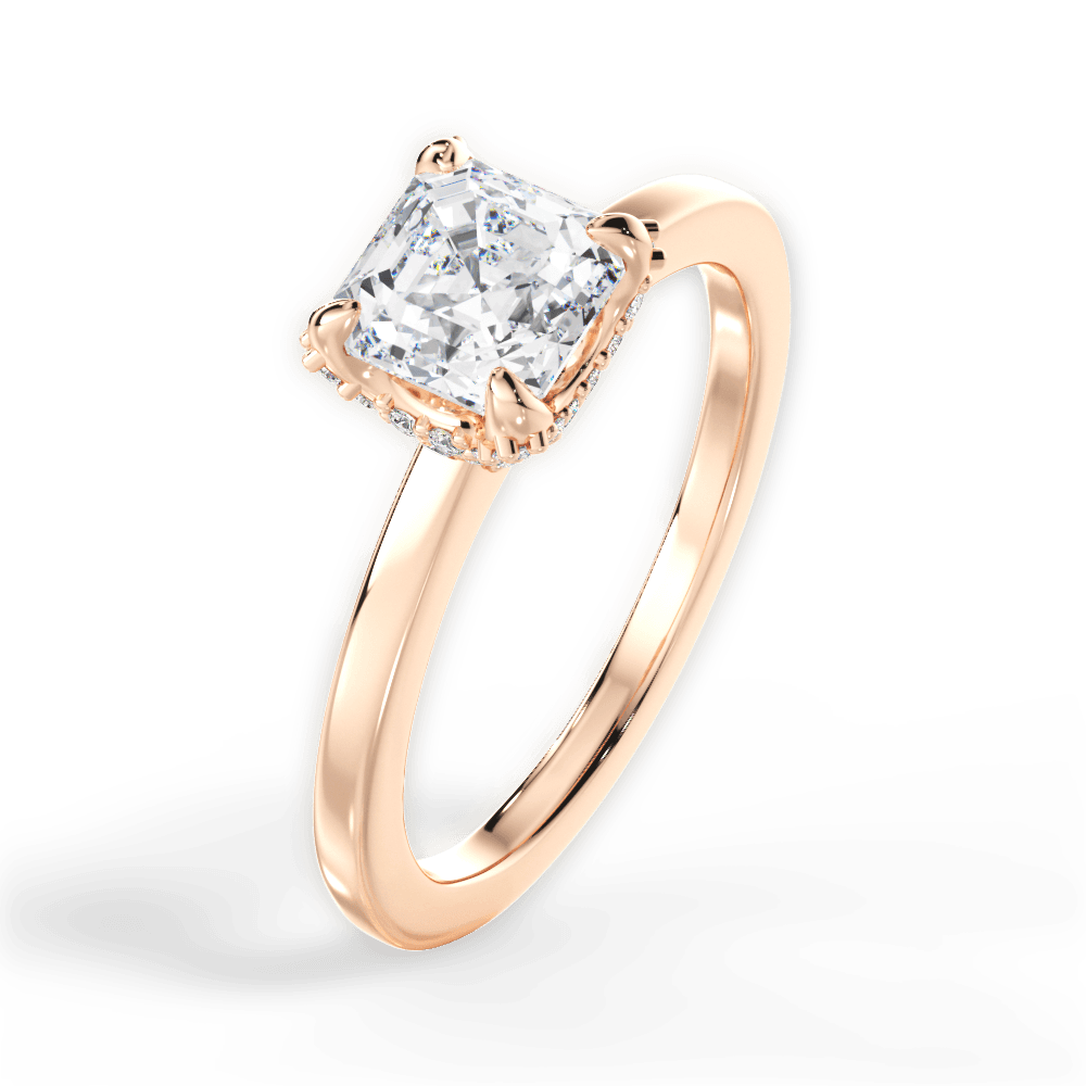 14kt Rose Gold/18kt Rose Gold/asscher/side