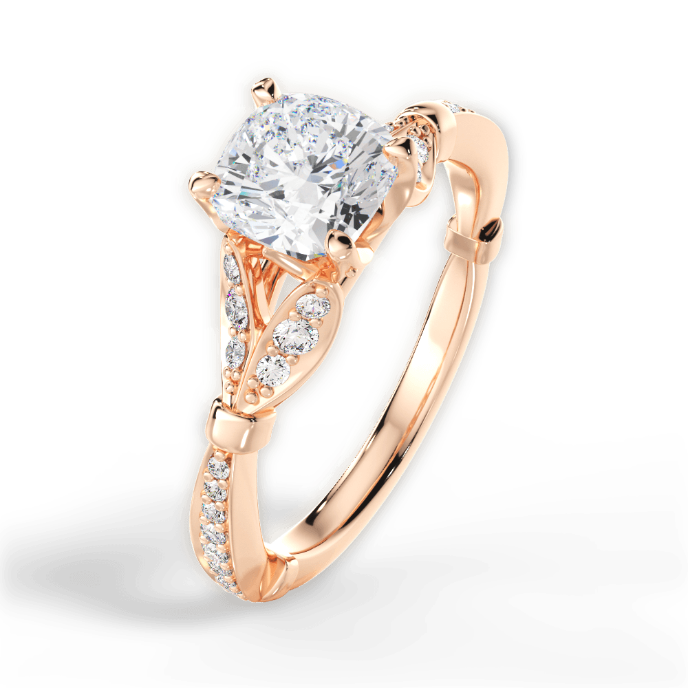 14kt Rose Gold/18kt Rose Gold/cushion/side