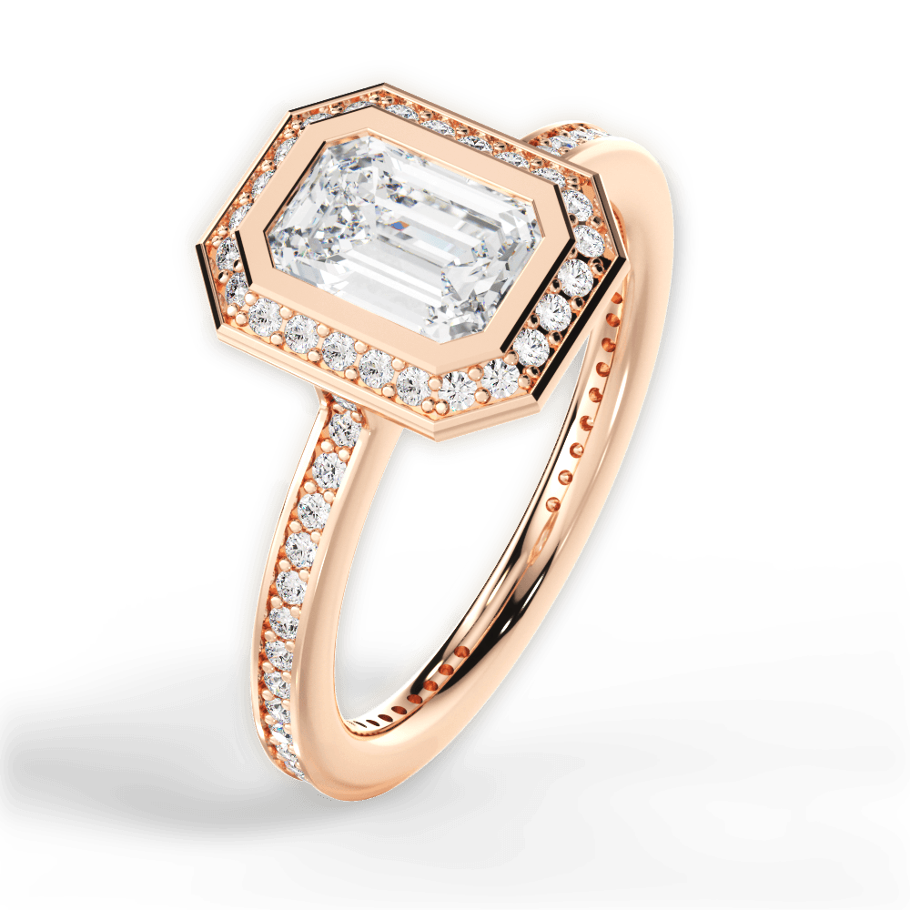 14kt Rose Gold/18kt Rose Gold/emerald/side