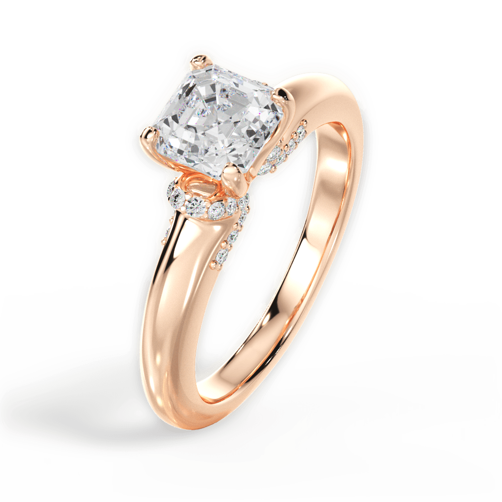 14kt Rose Gold/18kt Rose Gold/asscher/side