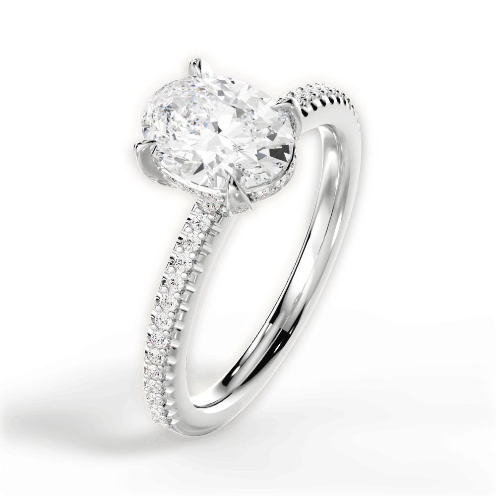 14kt White Gold/18kt White Gold/Platinum/oval/side