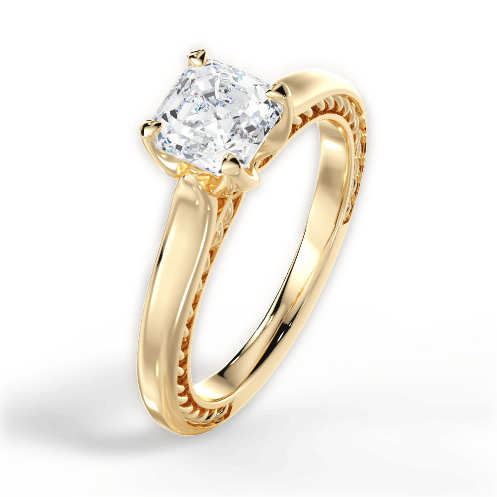 14kt Yellow Gold/18kt Yellow Gold/asscher/side