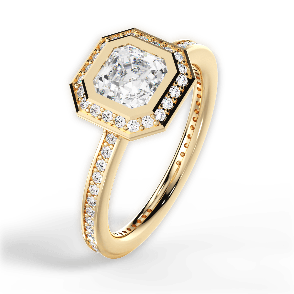 14kt Yellow Gold/18kt Yellow Gold/asscher/side