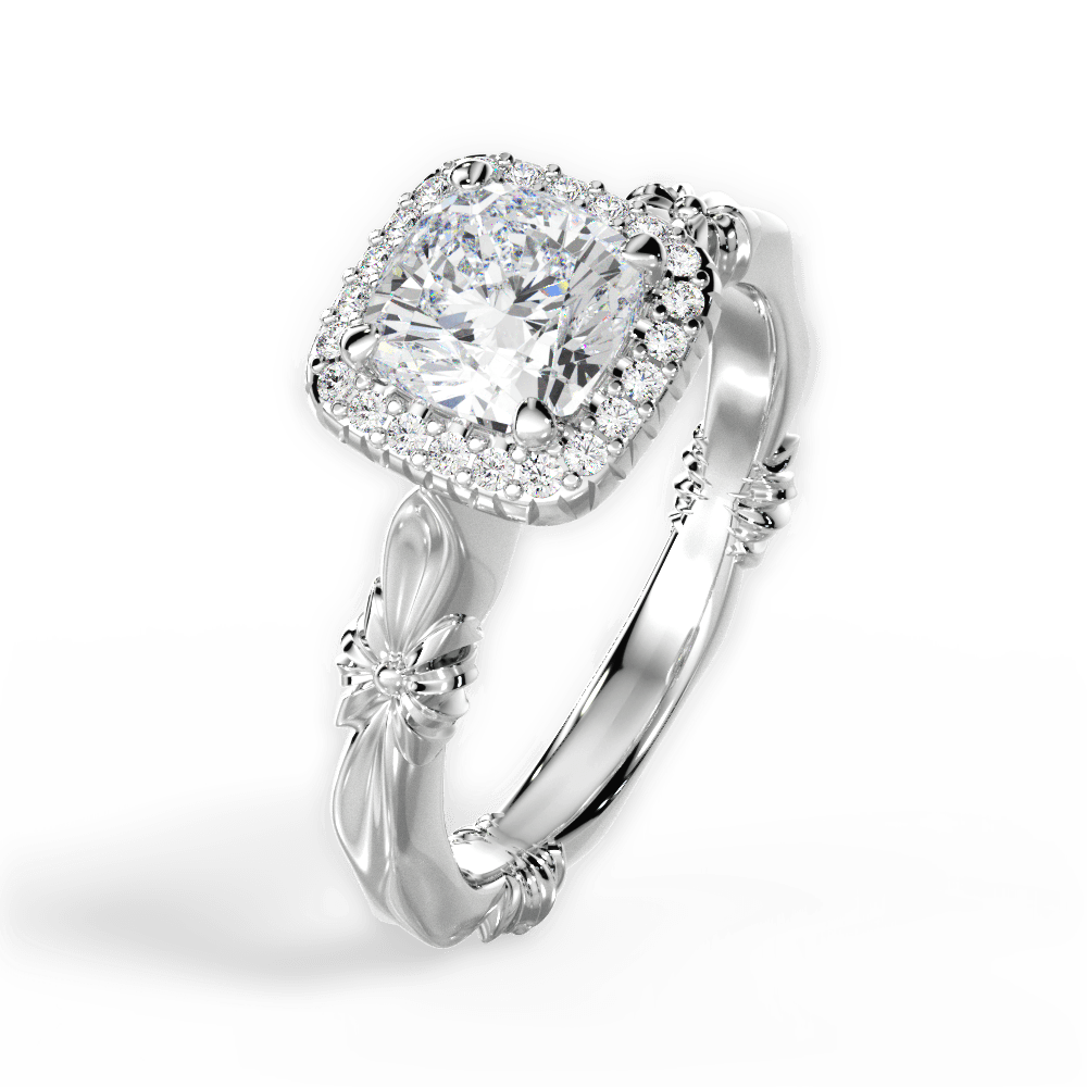 14kt White Gold/18kt White Gold/Platinum/cushion/side