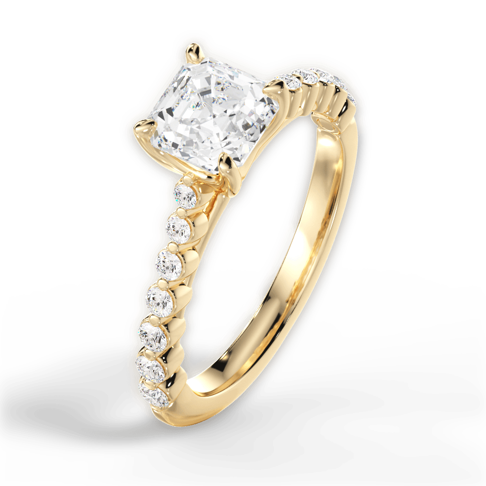 14kt Yellow Gold/18kt Yellow Gold/asscher/side