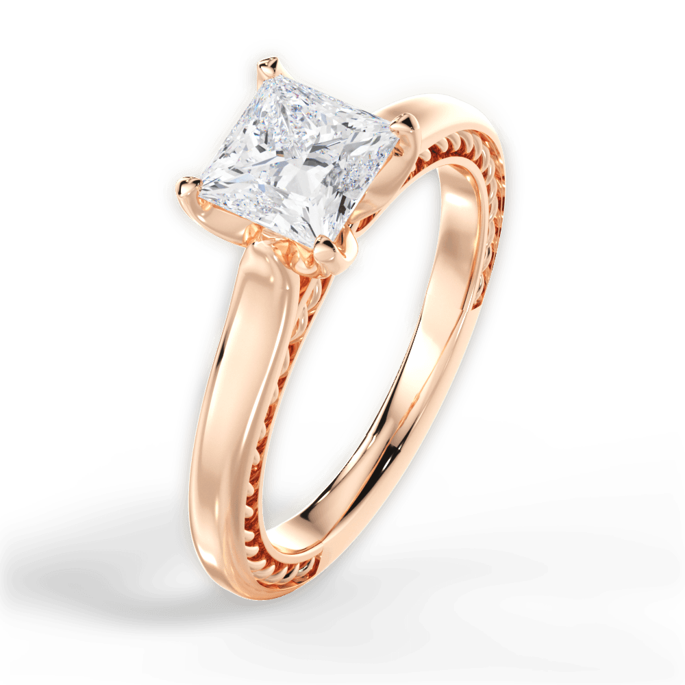 14kt Rose Gold/18kt Rose Gold/princess/side