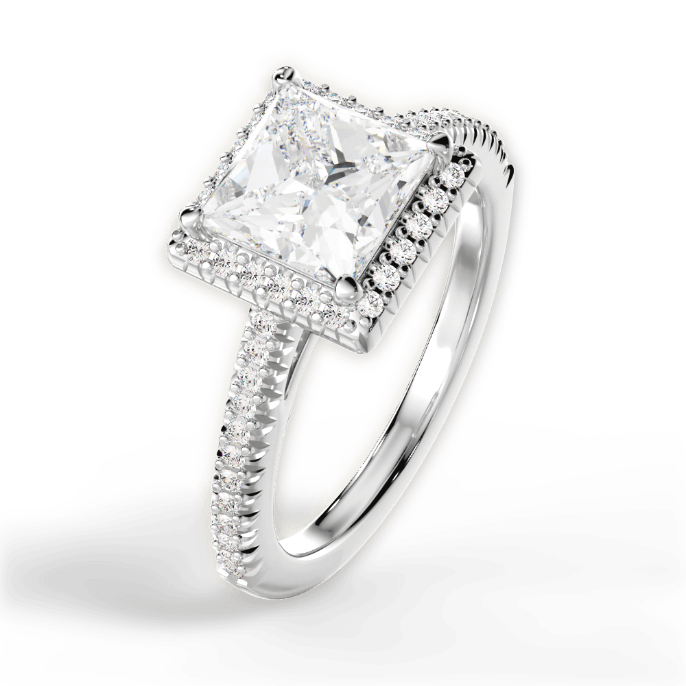 14kt White Gold/18kt White Gold/Platinum/princess/side