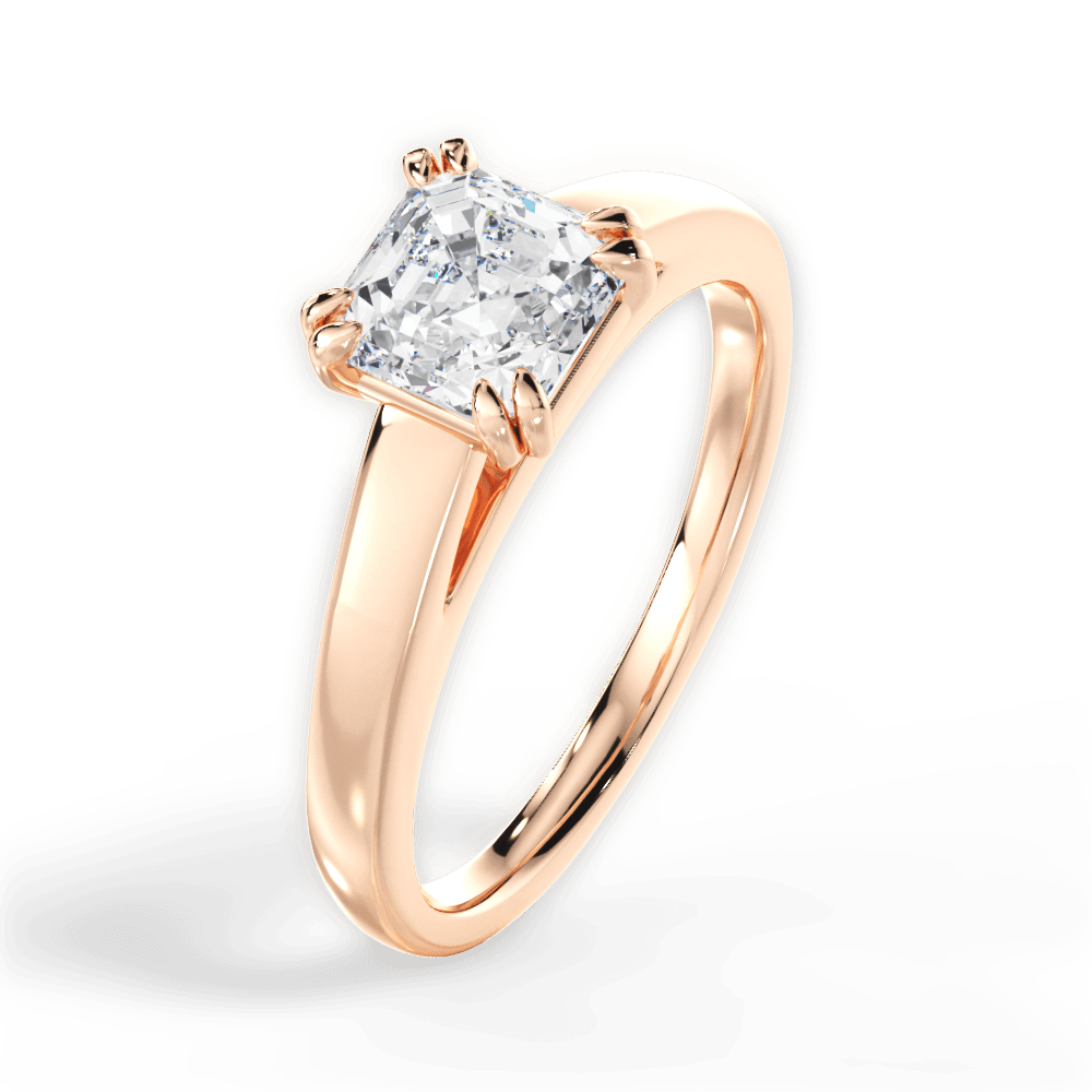 14kt Rose Gold/18kt Rose Gold/asscher/side