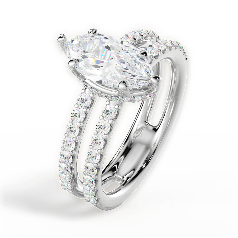 14kt White Gold/18kt White Gold/Platinum/marquise/side