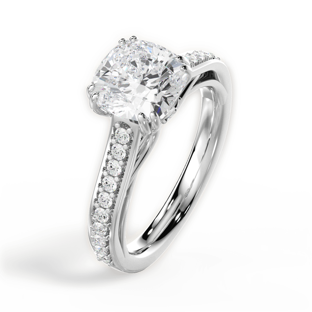 14kt White Gold/18kt White Gold/Platinum/cushion/side