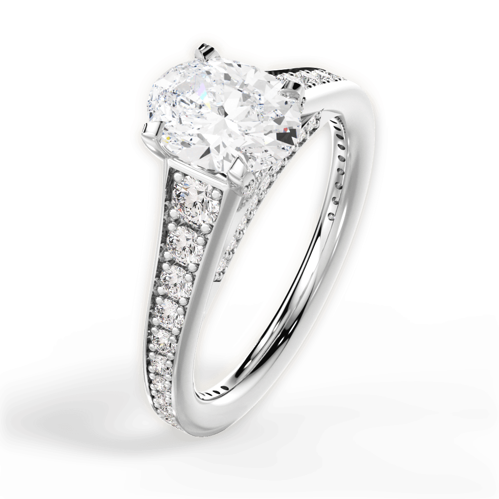 14kt White Gold/18kt White Gold/Platinum/oval/side
