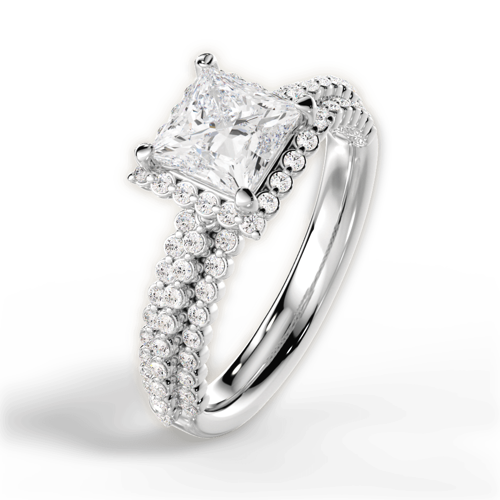 14kt White Gold/18kt White Gold/Platinum/princess/side